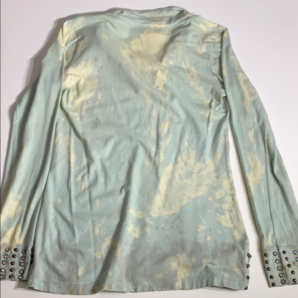 Pretty in Punk 90s grunge Bleach Studded Collared V Neck long sleeve T-shirt - Picture 9 of 9
